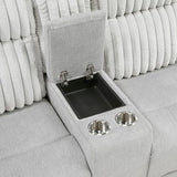 Lexicon Modern Double Recliner Loveseat with Center Console, Manual Wall Hugger Textured Microfiber Love Sac Couch, Plush Corduroy Channel Seat Back, Manual Recliner Loveseat, Light Gray Lexicon