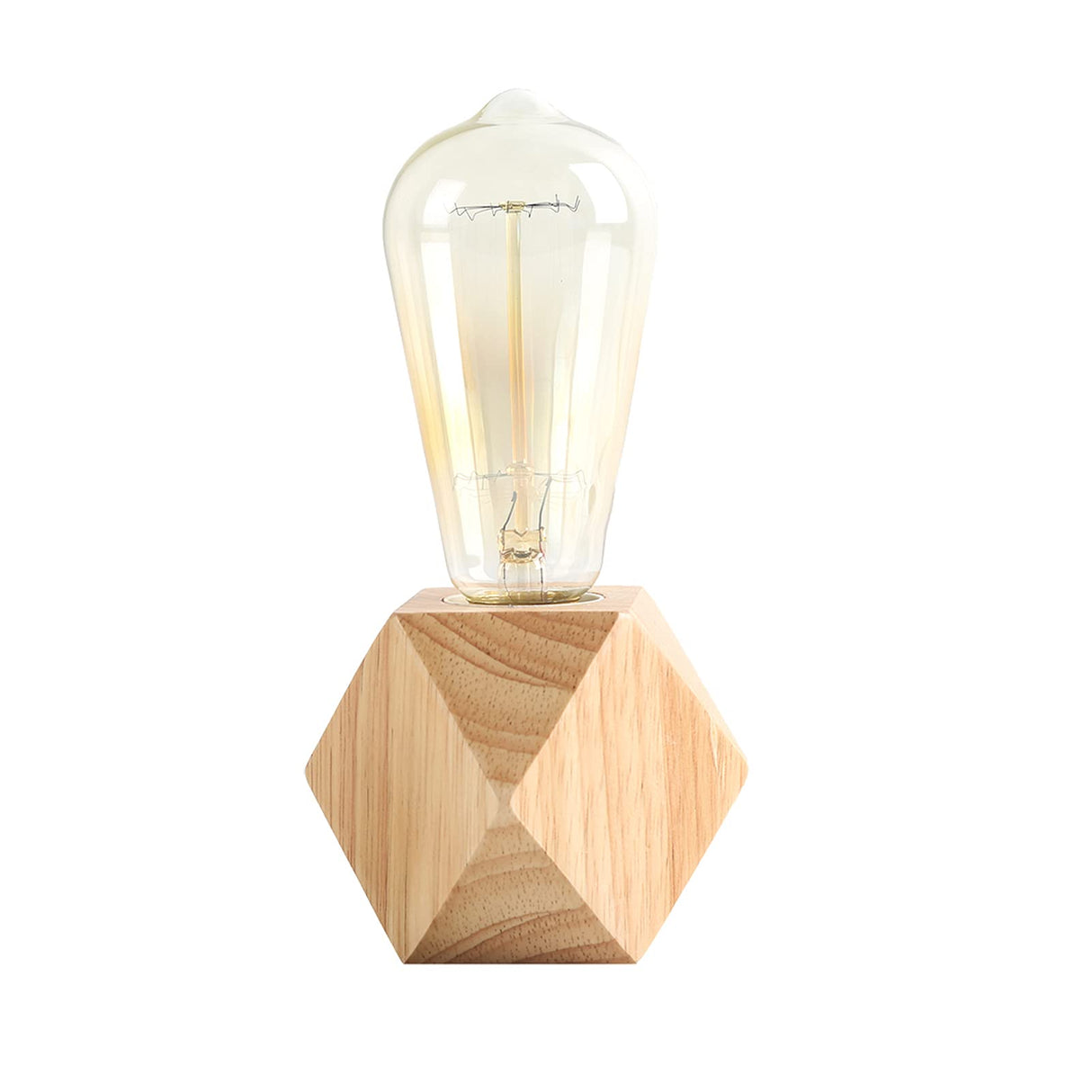 OuXean Small Wood Table Lamp Edison Bulb Dimmable Desk Lamp E26 60W Industrial Night Light Boho Deco for Bedroom, Living Room or Office(No Bulb) OuXean
