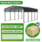 NUGRIART 12 x 20 FT Metal Carport with Heavy Duty Galvanized Steel Roof & Durable Frame, Metal Car Garage, Sturdy Canopy Shelter for Car, Truck, Pickup, SUV, Tractor, and Boat NUGRIART