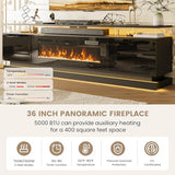 Nordivale 70" Fireplace TV Stand, Modern Entertainment Center for TVs Up to 80”, TV Console with Storage Cabinets, Media Console for Living Room, Black TV Stand and Black Fireplace Nordivale