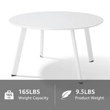 Meluvici Patio Coffee Table, Metal Steel Outdoor Round Table Weather Resistant Anti-Rust Outdoor Table, White Meluvici