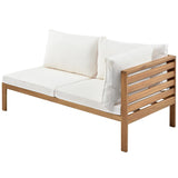 YSWH Exotic Design 4 Pieces Outdoor Patio Furniture Sectional Sofa Sets with Cushions, Eucalyptus Wood Frame with Slatted Tabletop Tea Table and Backrest, Natural Frame + Beige Cushions YSWH