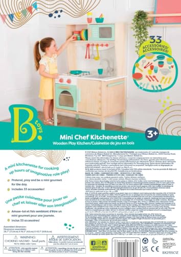 B. toys- Mini Chef Kitchenette- Pretend Play Wooden Play Kitchen – Kitchen for Kids – Kitchen Play Set & Accessories – (20+ Pcs)- 3 Years +