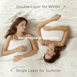 Bedsure Gentlesoft 2-in-1 Queen Comforter Set and Detachable Fluffy Blanket, Cream White Bedding Set for All Season Use, SnapTech Design for Space Saving (Includes 2 Pillow Shams, 2 Pillowcases) Bedsure