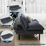 Ribilake 70" Futon Sofa Bed, 4 in 1 Multi-Function Couch Sleeper with Adjustable Backrest, Modern Convertible Futon, Recliner Small Loveseat for Living Room, Office, Grey Ribilake