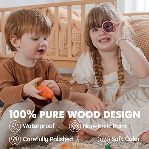 Wooden Play Food Sets for Kids Kitchen - 100% Wood 43 Pieces Kids Toy Food for Toddlers 3+ Year Old, Pretend Food Play Kitchen Accessories Set for Boys and Girls - WoodArtSupply