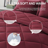 Love's cabin Full Comforter Set Burgundy, 7 Pieces Full Bed in a Bag, All Season Bedding Sets with 1 Comforter, 1 Flat Sheet, 1 Fitted Sheet, 2 Pillowcase and 2 Pillow Sham Love's cabin