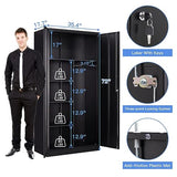 Yizosh Metal Armoire Wardrobe Closet Cabinet for Hanging Clothes with Lock Doors, -72" Steel Lockable Wardrobe Storage Locker Clothes Organizer for Yizosh
