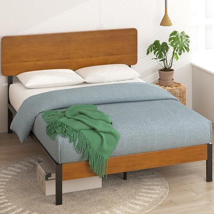 Zinus Olivia Sustainable Bamboo and Metal Queen Platform Bed Frame - No Box Spring Required - WoodArtSupply