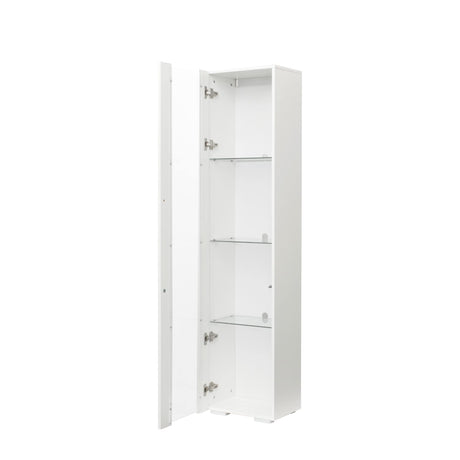 Pvillez 67" Modern LED Display Cabinet with 4 Glass Shelves - Stylish High Gloss Storage for Living Room, Bedroom, or Office (White) Pvillez