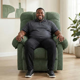 Comfy Recliner Chair for Elderly Seniors Adults, Overstuffed Manual Recliner, Ergonomic Back Pain Relief w/Pockets, Reading Apt Bedroom Living Room, Birthday Gift, Green
