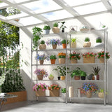 L Shaped Adjustable Storage Shelves, 57.87x13.78x70.87in Adjustable 5 Tier Wire Shelving Unit, Heavy Duty Garage Corner Shelf, Metal Standing Shelf Units, Pantry Shelf for Corner Laundry Closet SESAISHEIR