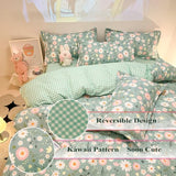 CinYana Sage Green Duvet Cover,Botanical Daisy Floral Duvet Cover Set,3 Pcs Kids Comforter Cover Set,Garden Flower Bedding Set,Soft Reversible for Girls Women Boys(Flowers,Twin) CinYana