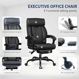 Big and Tall Office Chair with Footrest, High Back Executive Leather Desk Chair with Lumbar Support, Reclining Office Chair with Adjustable Angle, Home Office Ergonomic Computer Gaming Chair BestGlory