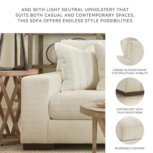 Signature Design by Ashley Maggie Contemporary Upholstered Sofa with Accent Pillows, Off-White Signature Design by Ashley