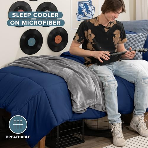 Bare Home Comforter Set - Ultra-Soft - Goose Down Alternative - Premium 1800 Series - All Season Warmth (Twin/Twin XL, Dark Blue) Bare Home