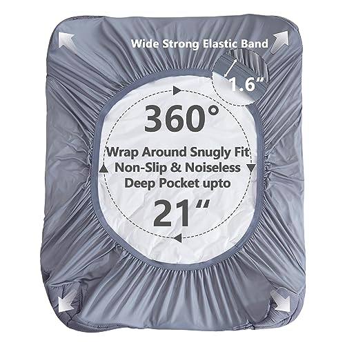 ELVEN HOME Twin Size Mattress Pad Waterproof, Pillow Top Cooling Twin Mattress Topper for Single Bed, Pee Proof Mattress Protector Cover Quilted Fitted with 8-21" Deep Pocket (39x75 inch, Grey) Elven Home