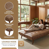 Anwick 66" Futon Sofa Bed with Cup Holders, Modern Brown Leather Loveseat for Living Room, Convertible 2 Seater Sleeper Sofa Couch for Small Compact, Office, Apartment Anwick
