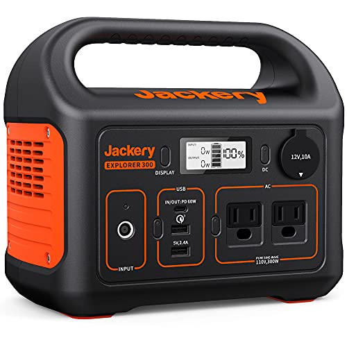 Jackery Portable Power Station Explorer 300, 293Wh Backup Lithium Battery, Solar Generator for Outdoors Camping Travel Hunting Blackout (Solar Panel Optional) Jackery