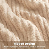 Snuggle Sac Luxury King Size Blanket for Bed, Cozy Soft Fuzzy Microfiber Knit Stripe Bedding Blankets, Beige, 108x90 inches Snuggle Sac