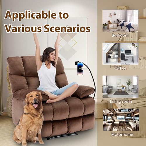 Chizzyseat Manual Adjustable Oversized Recliner Chair with Phone Holder, Extra Large Recliner for Heavy Duty Adults 400lbs, Big Man Recliners for Living Room, Nursery, RV