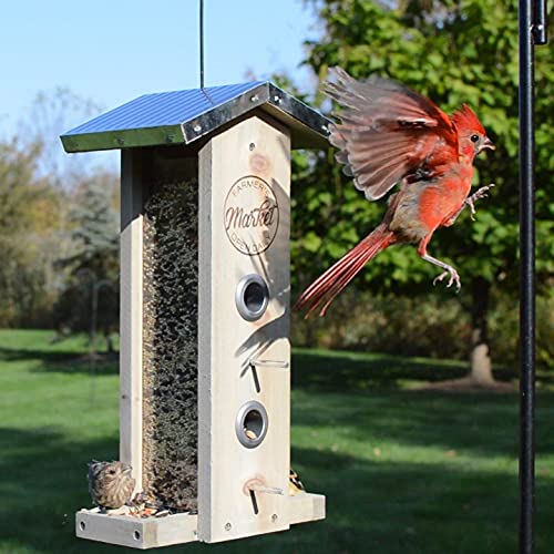 Wild Wings WWGF1-DECO Galvanized Weathered Vertical Cedar Bird Hopper Feeder - WoodArtSupply