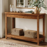 TRIBEWOOD Solid Wood Console Table, 41.3" Farmhouse Entryway Table with Storage Shelf for Living Room, Behind Couch, Hallway & Foyer (Vintage) TRIBEWOOD