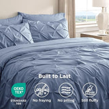 Bedsure Queen Comforter Set Slate Blue - Bed in a Bag Queen Size Bedding 7 Pieces, GentleSoft™ Pintuck Bed Set Gift for Family, Pinch Pleat All Season Comforter with Sheets, Pillowcases & Shams Bedsure