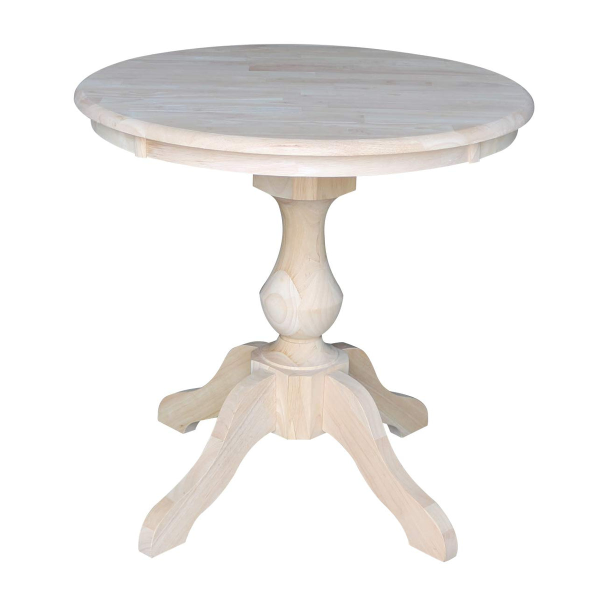 International Concepts 30" Round Top Pedestal Table - With 2 Cafe Chairs, Unfinished IC International Concepts