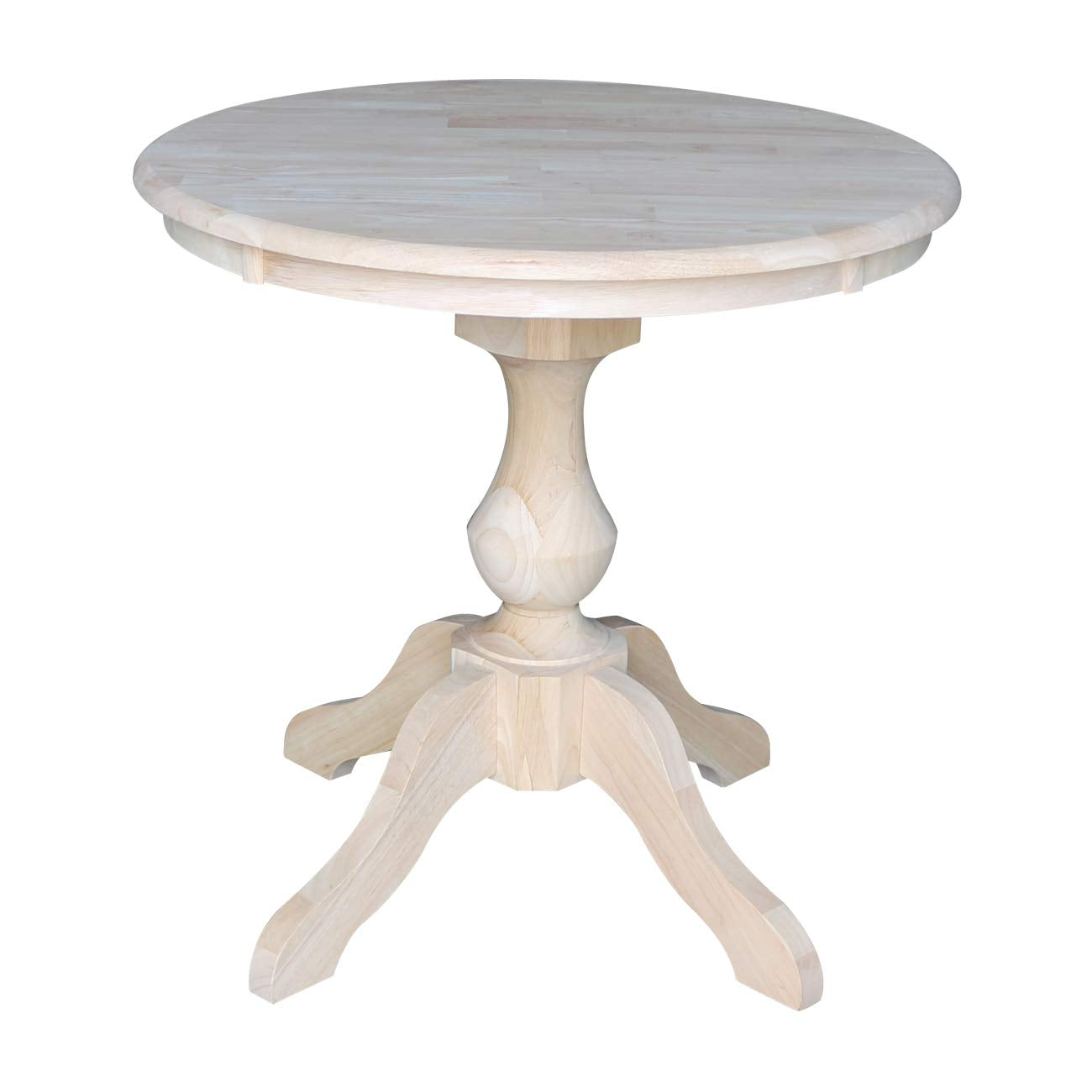 International Concepts 30" Round Top Pedestal Table - With 2 Cafe Chairs, Unfinished - WoodArtSupply