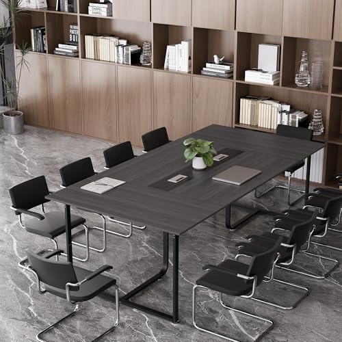 Zethvax 8FT Conference Table,Conference Room Table with Grommet,Stable Structure,Adjustable Foot Pads,Large Seminar Table for Office Meeting 94.4 L x 47.2 W x30.7 H (Gray) Zethvax