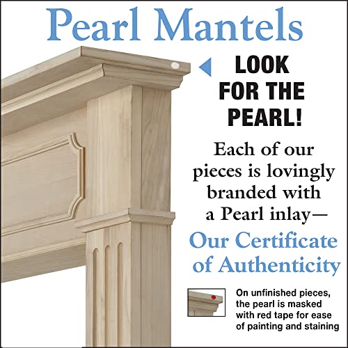 Pearl Mantels ARYB50111 Easy Slim Profiled Transitional Styled Wood Mantel Surround, 50" W x 42" H, Unfinished