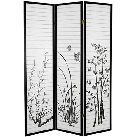 Legacy Decor 4 Panel Room Divider Privacy Screen Bamboo Print 71" Tall x 70" Wide Legacy Decor