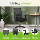HON Crio Ergonomic Office Chair, High Back Task Chair with Adjustable Arms, Lumbar Support, 360 Swivel, Center-Tilt Recline, for Desks, Computers, Home Office, Black HON