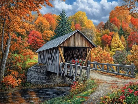DIY Landscape Historic Campbells Covered Bridge Diamond Painting 12x16 Inch, Full Round Drill Kits Mosaic Art for Adults Relax & Home Wall Decor Festival Gift 431 WoodArtSupply