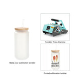 PYD Life 12 Pack Sublimation Glass Cans Blanks Frosted 18 OZ with Bamboo Lid and Clear Glass Straw Beer Cans Wide Mouth Jar Tumbler Cups Mugs for Iced Coffee,Juice,Soda,Drinks,Beer PYD Life