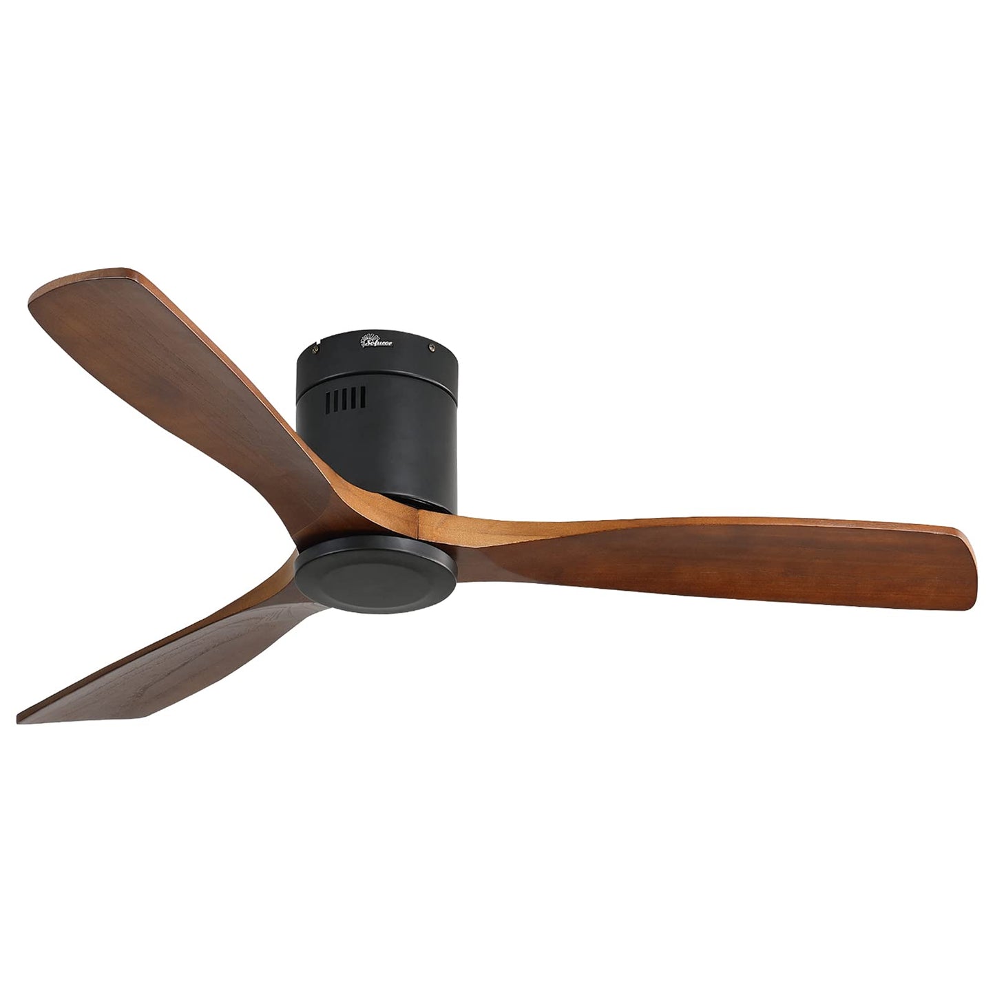 Sofucor 52 Inch Ceiling Fan Without Lights Flush Mount Ceiling Fan with Remote Control, Wood Blades Modern Outdoor Ceiling Fan No Light for Bedroom/Farmhouse/Patio/Indoor