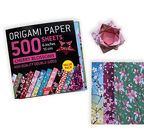 Origami Paper 500 sheets Cherry Blossoms 6" (15 cm): Tuttle Origami Paper: Double-Sided Origami Sheets Printed with 12 Different Patterns (Instructions for 6 Projects Included) - WoodArtSupply