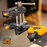 IQ Vise | 360° Articulating Bench Vise Made From Steel & Cast Aluminum w/ 8-Position Locking Ball & Socket | Woodworking Vise Handles Up To 130ft-lbs of Torque | Pipe Vise With Double Sided Jaws WORK IQ TOOLS
