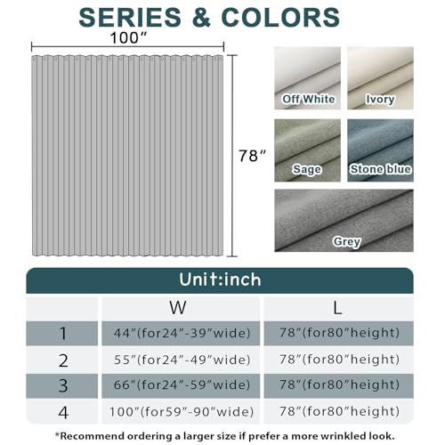 Turquoize 100% Blackout Curtains for Sliding, Accordion & Patio Doors - Extra Wide, Folding Closet Door Curtain with Hooks, Room Divider - W100 x L78, Off White Turquoize