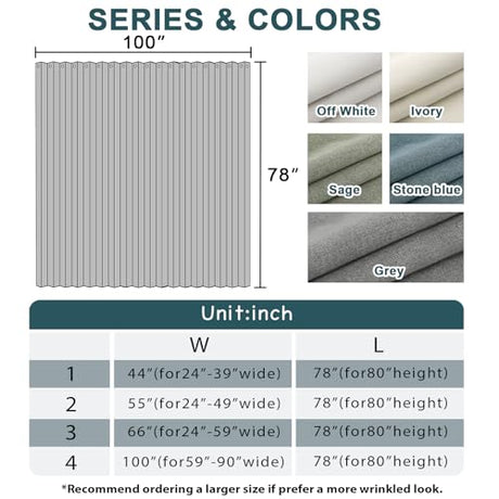 Turquoize 100% Blackout Curtains for Sliding, Accordion & Patio Doors - Extra Wide, Folding Closet Door Curtain with Hooks, Room Divider - W100 x L78, Off White Turquoize
