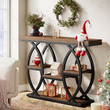 Tribesigns 39.4" Console Table, Industrial 4-Tier Sofa Table Entryway Table with Storage Shelves, Narrow Wood Accent Tables with Metal Frame for Small Spaces, Hallway, Foyer, Rustic Brown Tribesigns