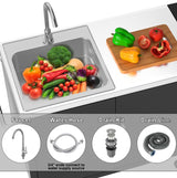 GDLF Outdoor Grill Table with Sink,Metal Grill Cart, Outdoor Kitchen Island with Stainless Steel Sink,L57*W21.65 GDLF