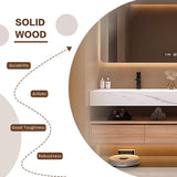 High QLO Bathroom Vanity Double Sinks Set - Floating Log Color Classic Design Bathroom Vanity Includes Three Large Drawers | Open Storage Rack & Time Display Mirror,Double Basins(60IN) High QLO