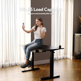 Seang Standing Desk with Drawer, 48" x 24" Height Adjustable Stand Up Desk, 3 Memory Height Settings with Cable Grommets & Storage Hooks, Ideal for Home & Office, Black Seang