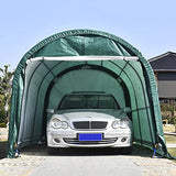 Walsport 10x15 Carport Canopy, Portable Garage with Steel Frame and Waterproof Cover, Round Roof Car Tent for Outdoor Storage Shed Car (Green) walsport