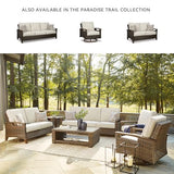 Signature Design by Ashley Paradise Trail Outdoor Patio Sofa with Cushion and 2 Pillows, Brown & Beige Signature Design by Ashley