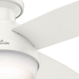 Hunter Fan Company 59242 Hunter 52" Dempsey Indoor Low Profile Ceiling Fan with Light, Fresh White Finish Hunter
