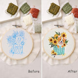 COCOMOX 3 Sets Embroidery Kit for Beginners, Dog Flower Pattern Embroidery Practice Kits for Adults, Hand Embroidery Kit, Easy to Follow Instruction and Video