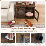 PETSITE 32.5 Inches Wooden Dog Crate Furniture, Decorative Industrial Indoor Dog Kennel Cage with Translucent Window, and Lockable Door, Pet House End Table Ideal for Small and Medium Dogs PETSITE